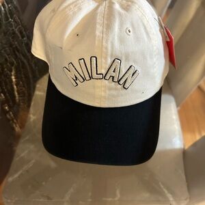 Urban Outfitters White and Black Milan Cap